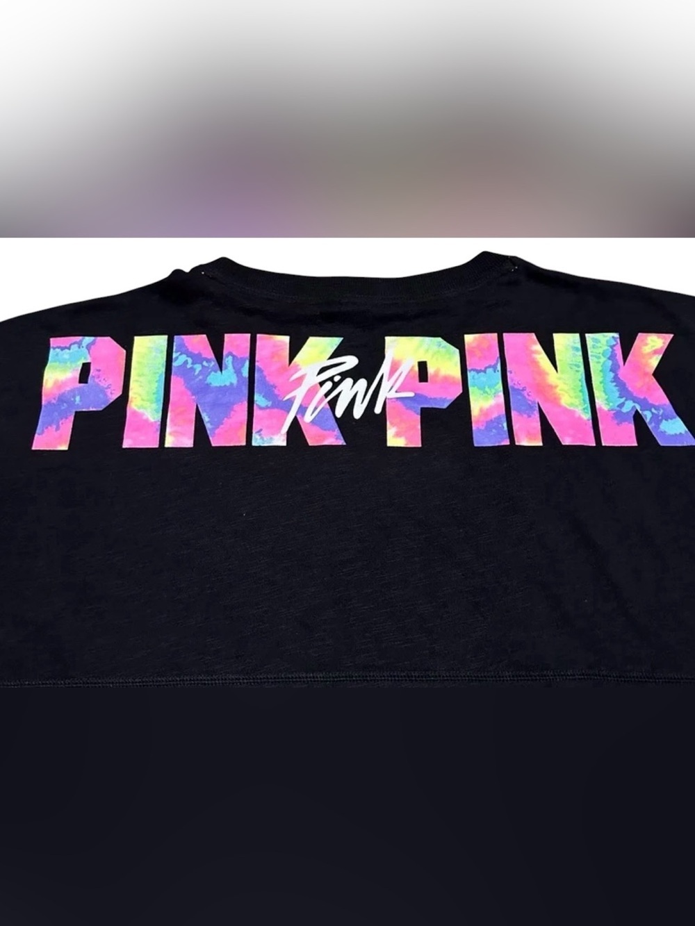 VICTORIA'S SECRET PINK VARSITY CREW LONG SLEEVE 2016  BLACK/MULTI  M - Picture 3 of 9
